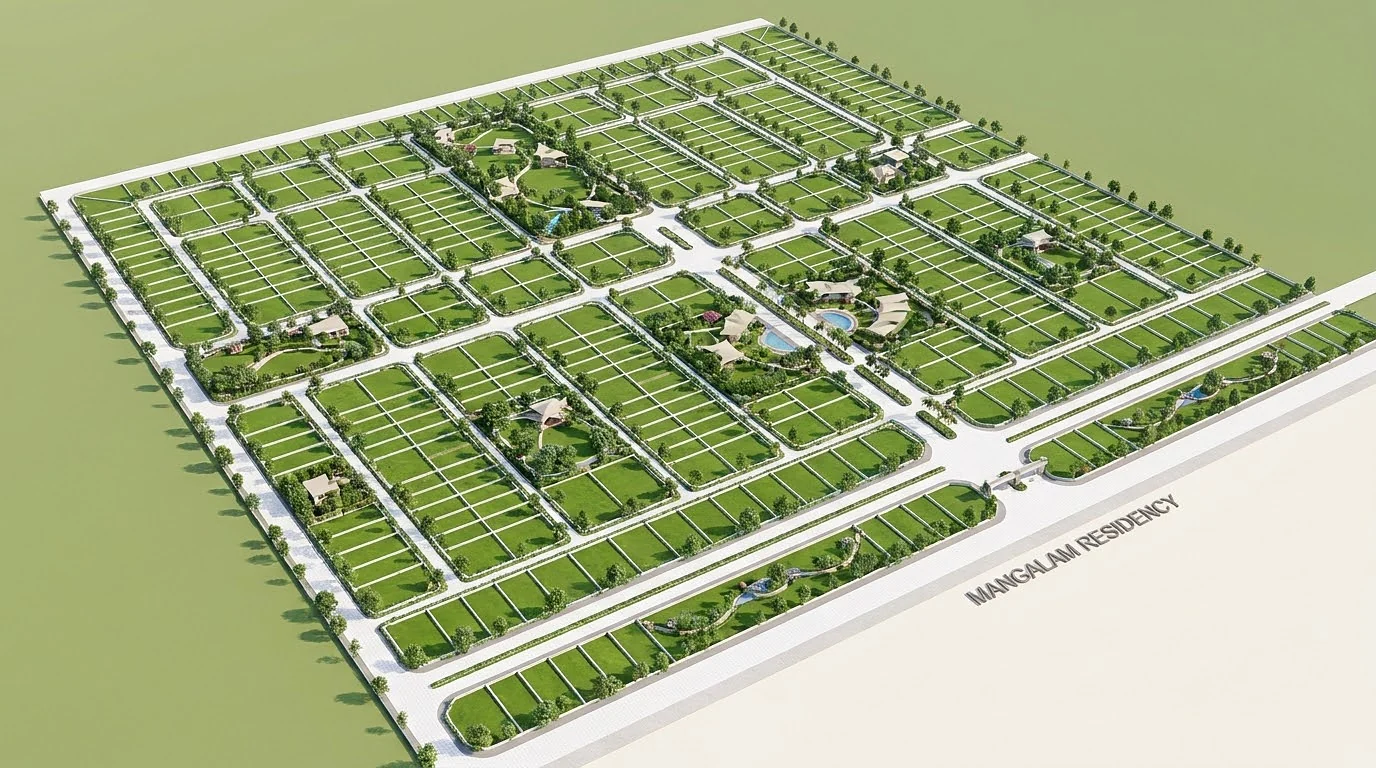 Aerial artist impression of the Mangalam Residency master plan